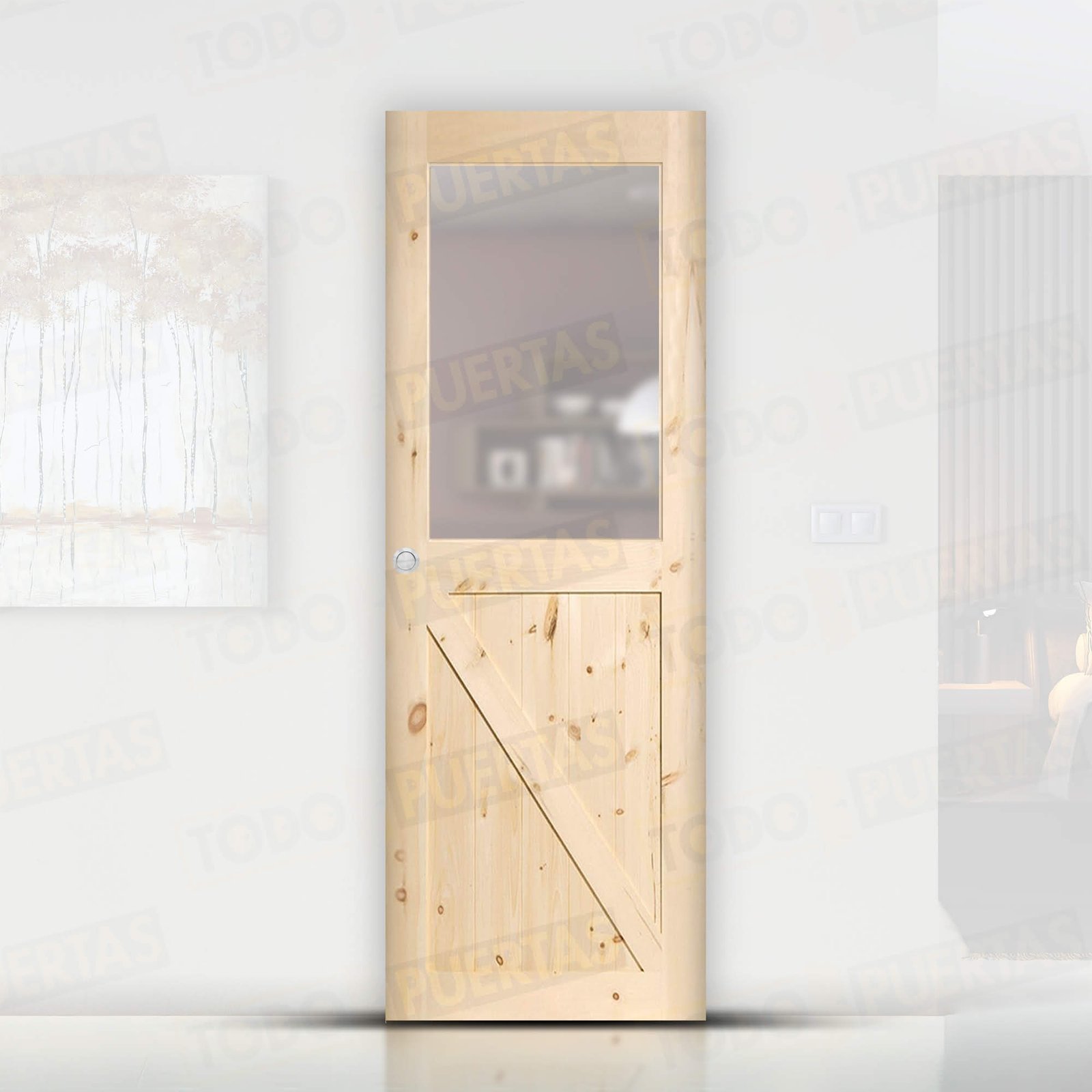 Puerta Corredera de Granero Pino Macizo Mod. GR001 V1Z (CRUDO)