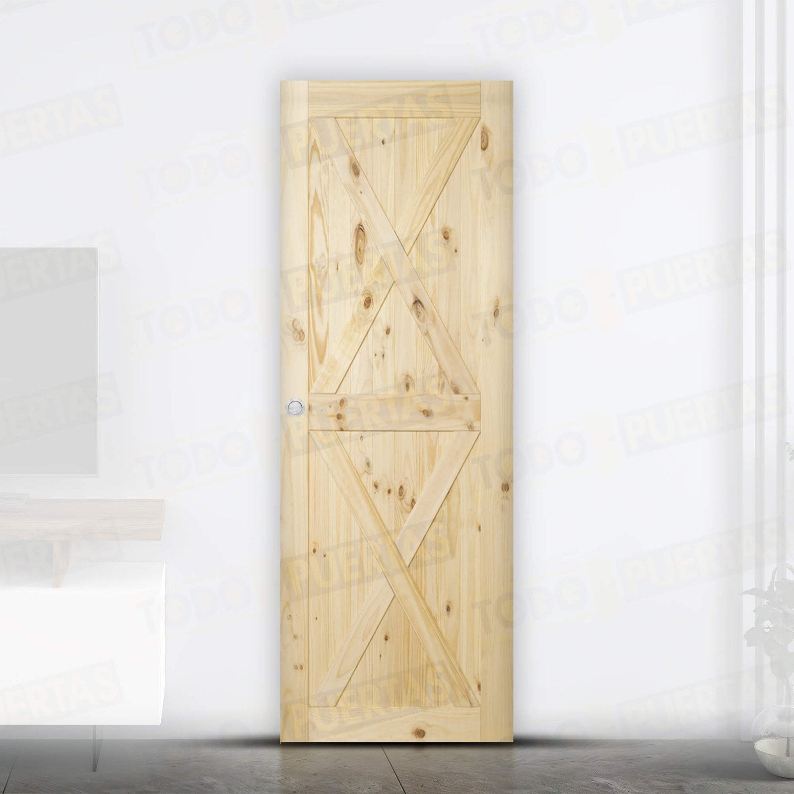 Puerta Corredera de Granero Pino Macizo Mod. GR003 (CRUDO)