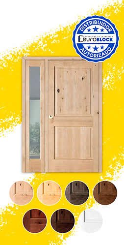 Puerta de Exterior Mod. 1100 con Fijo de Madera Maciza