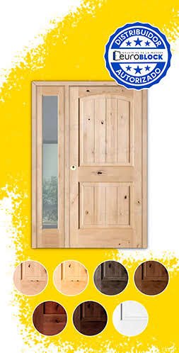 Puerta de Exterior Mod. 7100 con Fijo de Madera Maciza