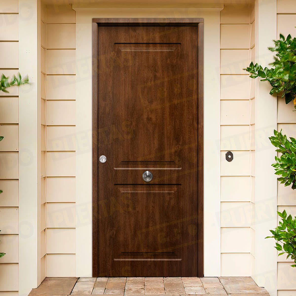 Puerta Galvanizada Clásica Saga M-100 LM Roble Viejo (Cara Interior Lisa)