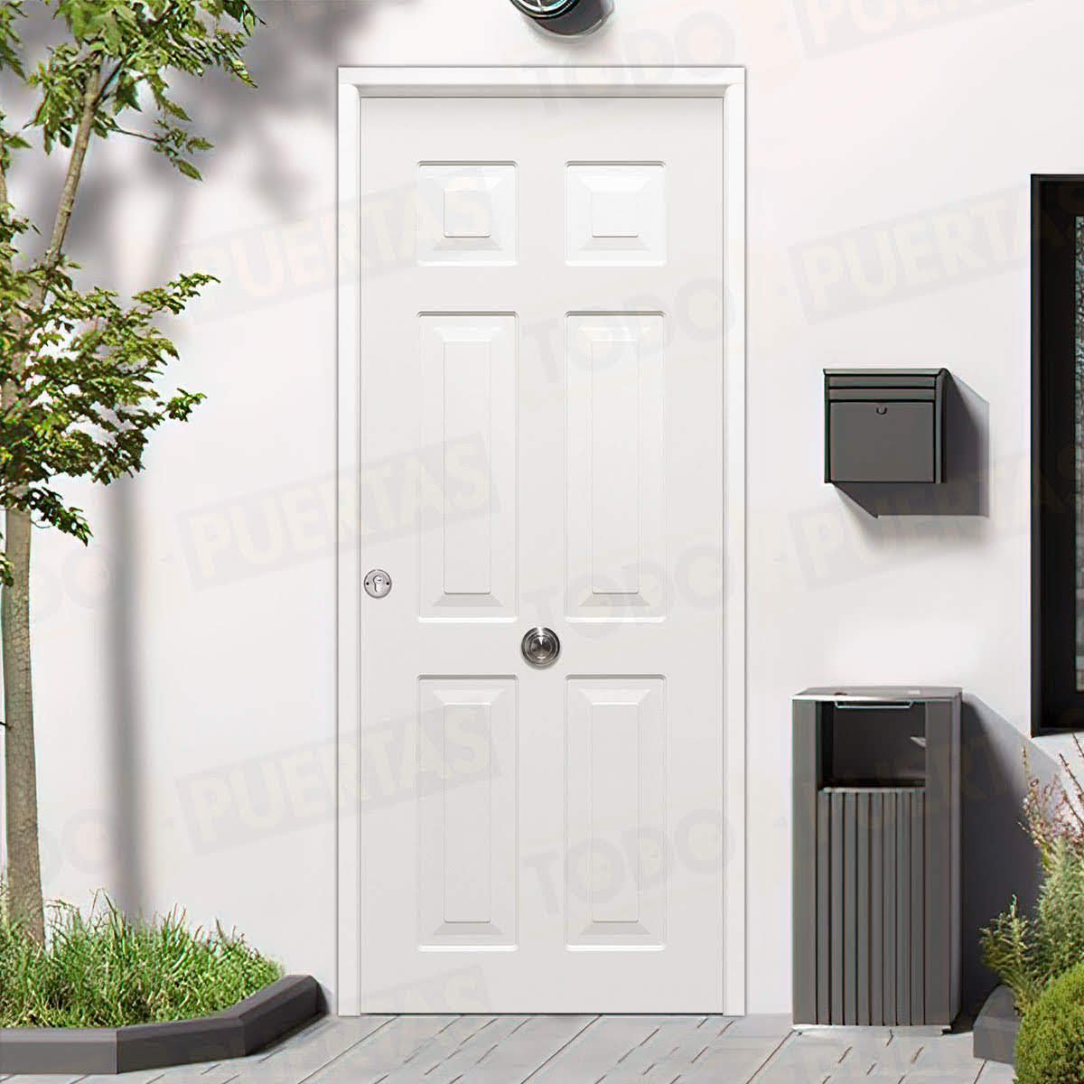 Puerta Galvanizada Yedra Saga M-100 LM Blanca (Cara Interior Lisa)
