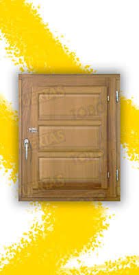 Ventana de Madera Natural de Iroko Mod. Huesca V1 3C Crudo