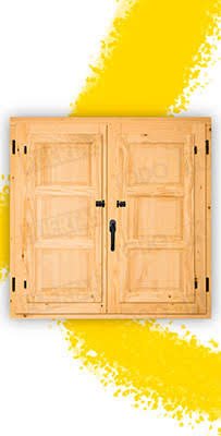 Ventana de Madera Natural de Pino Mod. Huesca V2 Barniz
